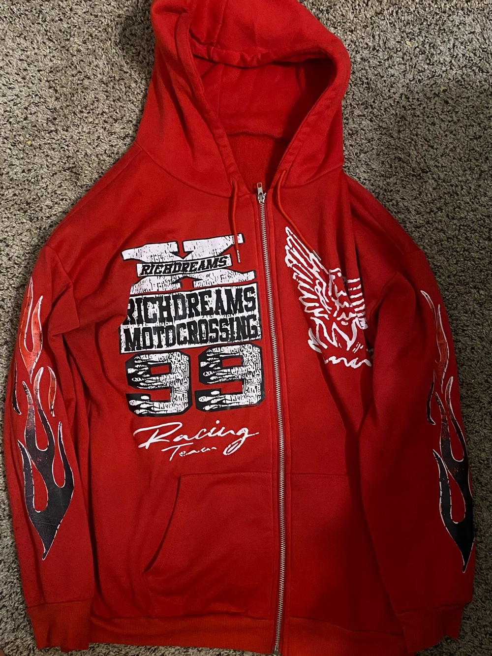 Red richdreans moto hoodie